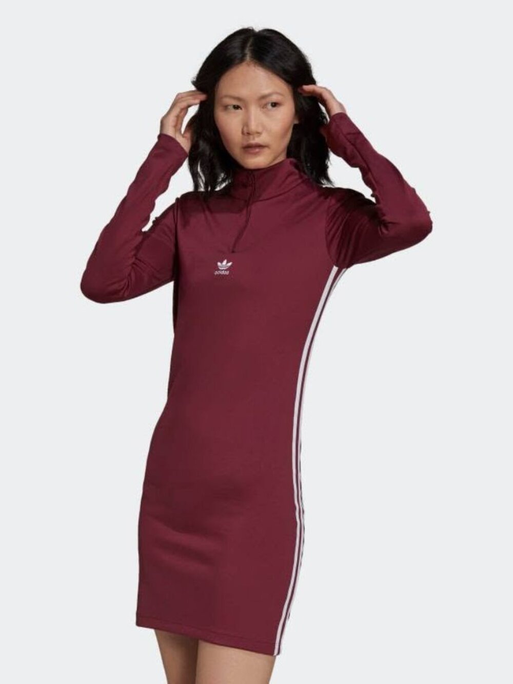 Adidas Originals Adicolor Long Sleeve Dress XL Burgundy 3 Stripe H35617